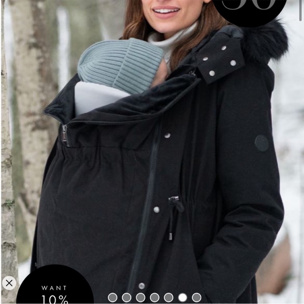 Black Maternity and baby carrying Coat with insert